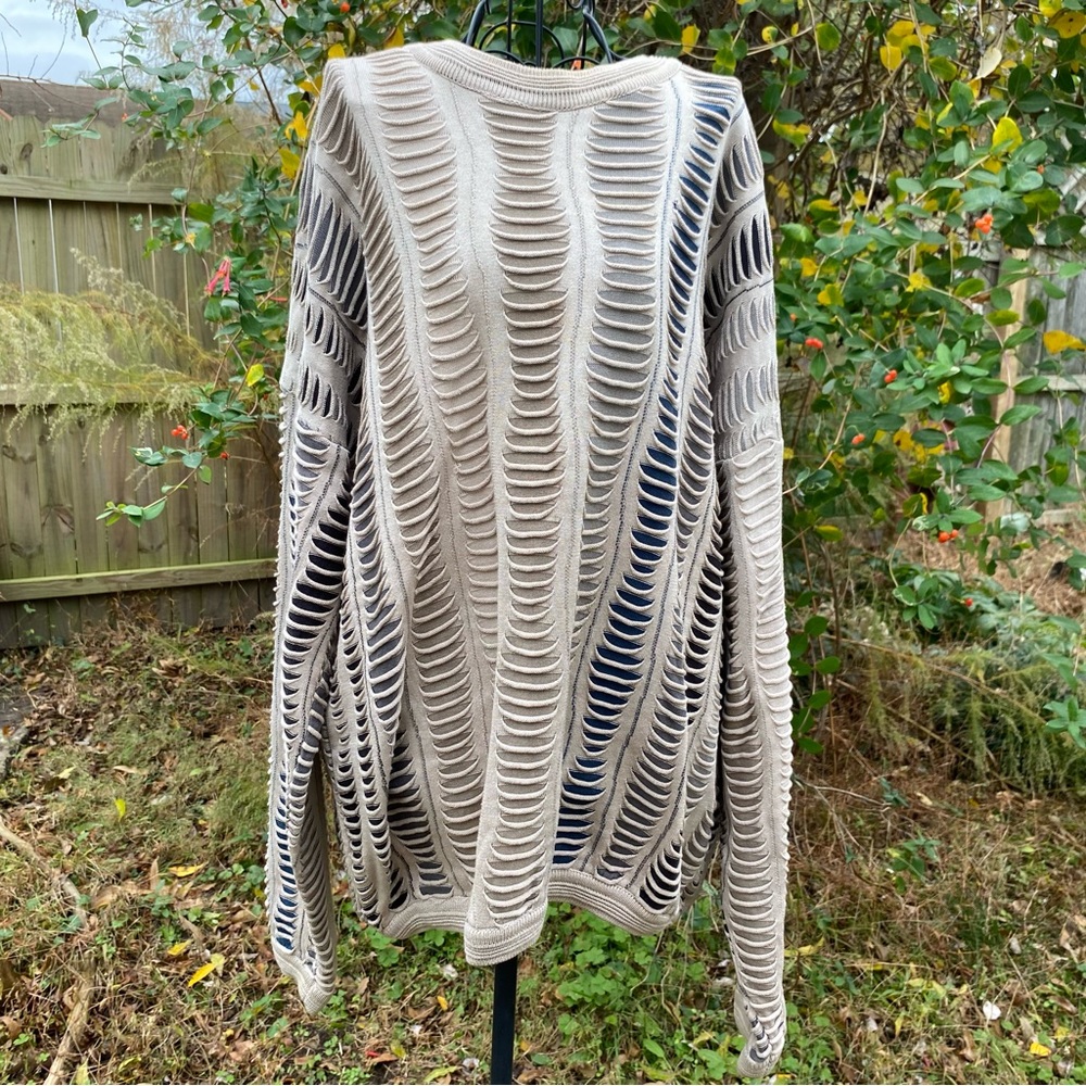 Coogi Style Vintage Ribbed Designer Sweater Men’s Size Large Nuetral Colors - Picture 4 of 14
